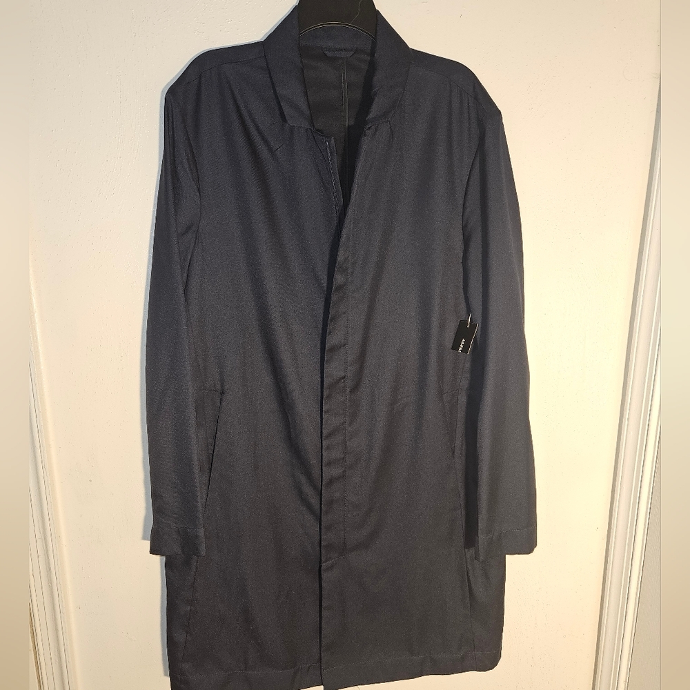 Alfani Mens Jacket Navy Blue Size Large L Full-Zip 3/4 Length